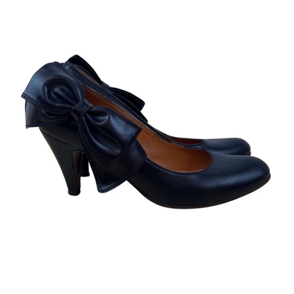 L’Autre Chose Black Leather Bow Detail High Heels Size 38 (US 7.5) - Picture 4 of 9